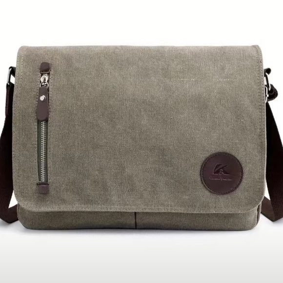 NWT canvas Messenger GRAY Work/Computer/13.3” Laptop/iPad Bag - Picture 7 of 7